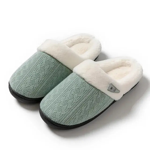 Winter Slippers, Front View, Green