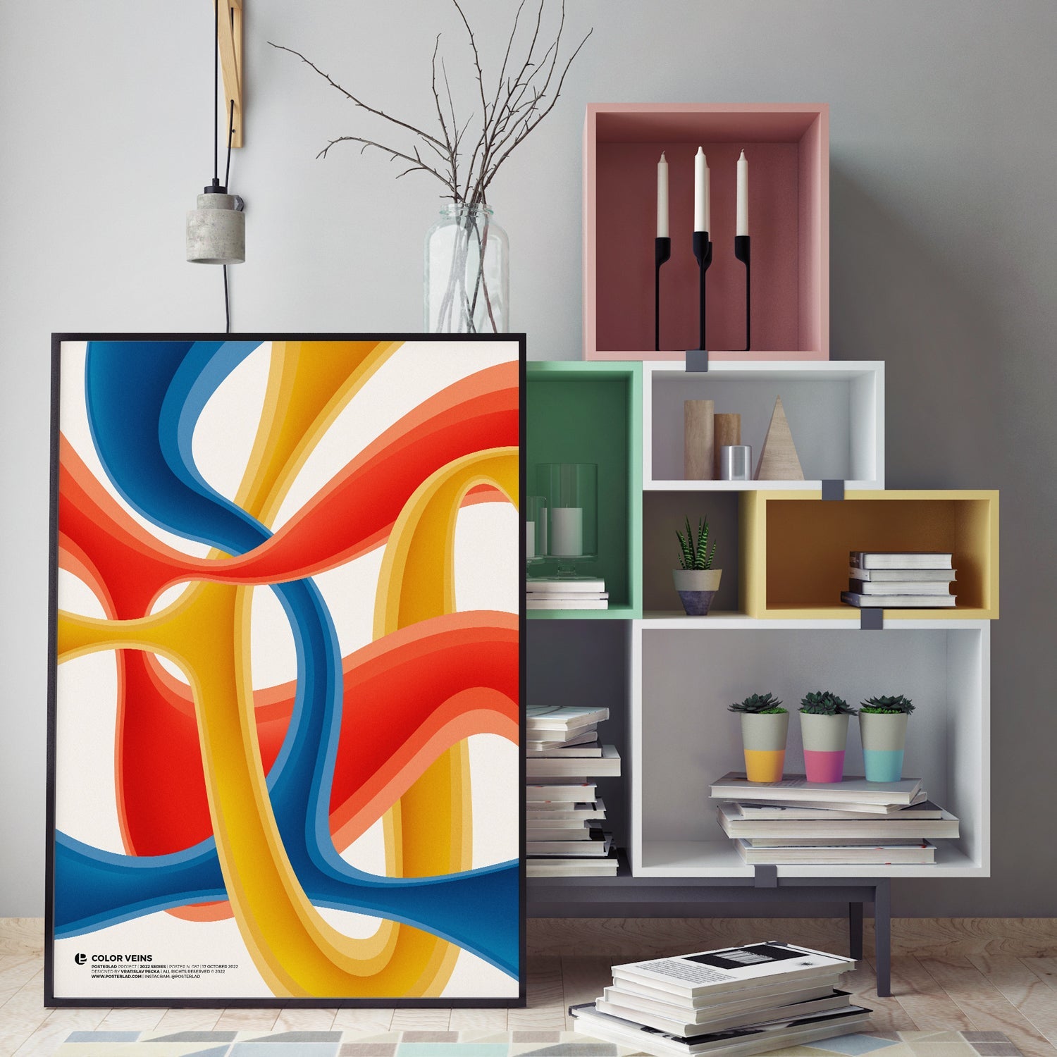 Wall art, "Color Veins" – A Burst of Vibrant Energy, front view