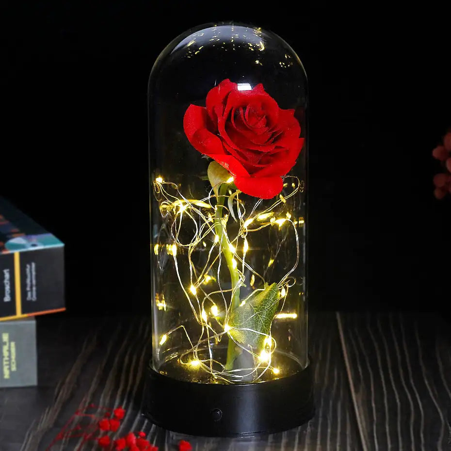 Eternal Rose, Glass Dome, Decorative Light, Red