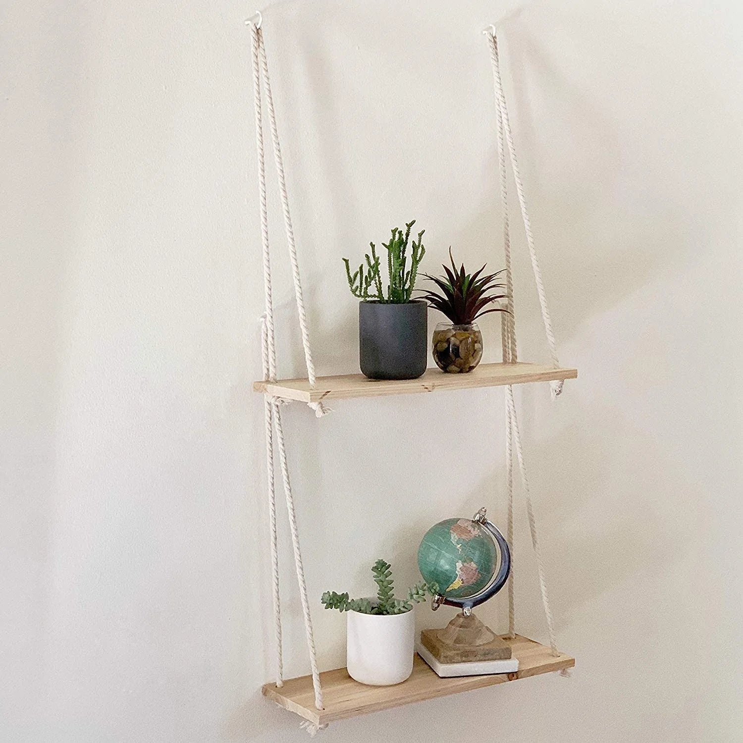 Wooden Rope Swing Shelf, Side view