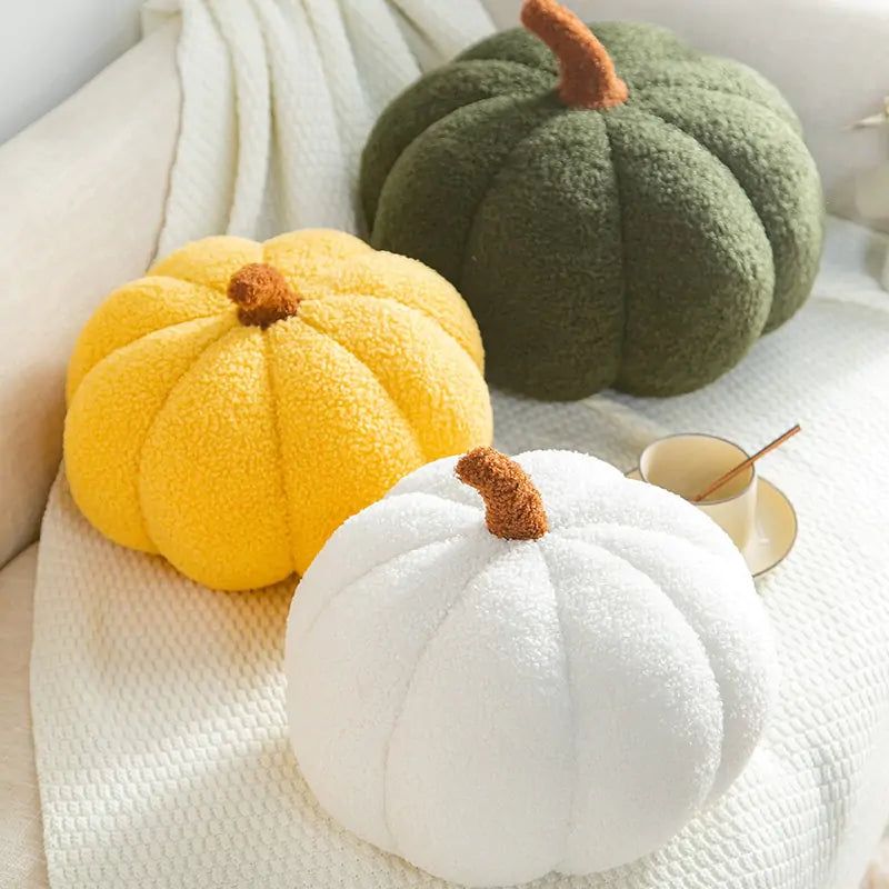 Pumpkin Pillows, Yellow, White, Green, Top View