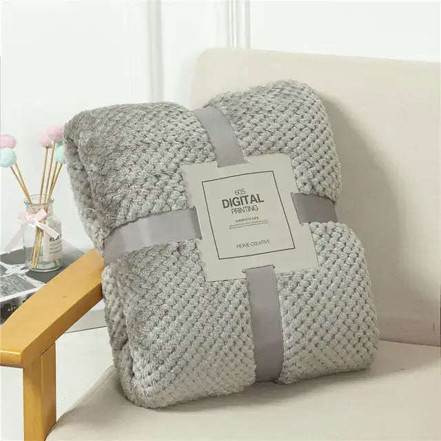 Fluffy Winter Blanket, Light Grey