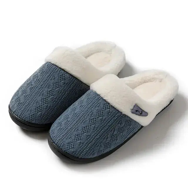 Winter Slippers, Front View, Grey