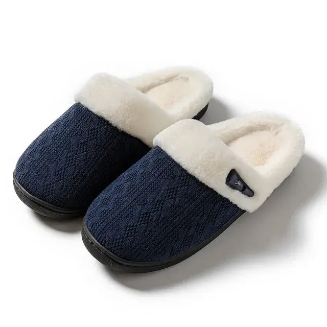 Winter Slippers, Front View, Blue