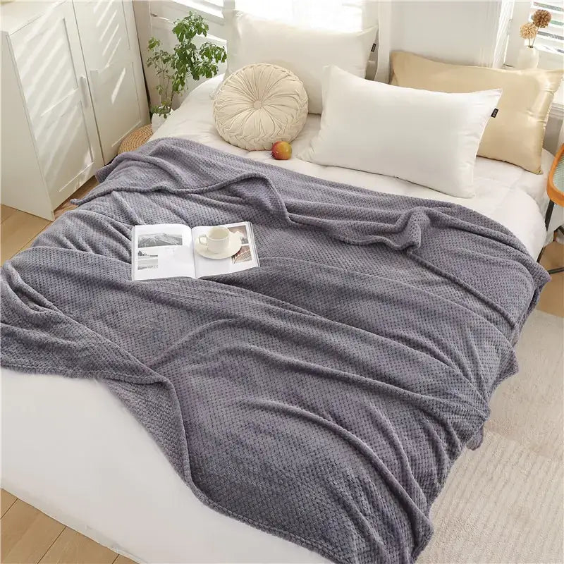 Fluffy Winter Blanket, Top View, Grey