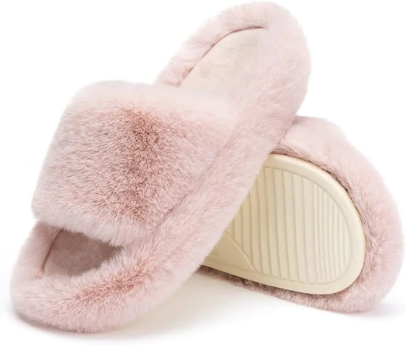 Cozy House Slippers, pink, side view