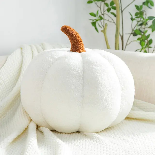 Pumpkin Pillow, White, Front View