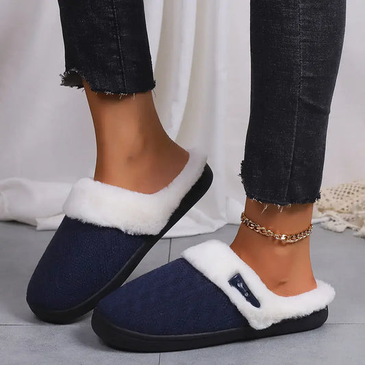 Winter Slippers, Side View, Blue