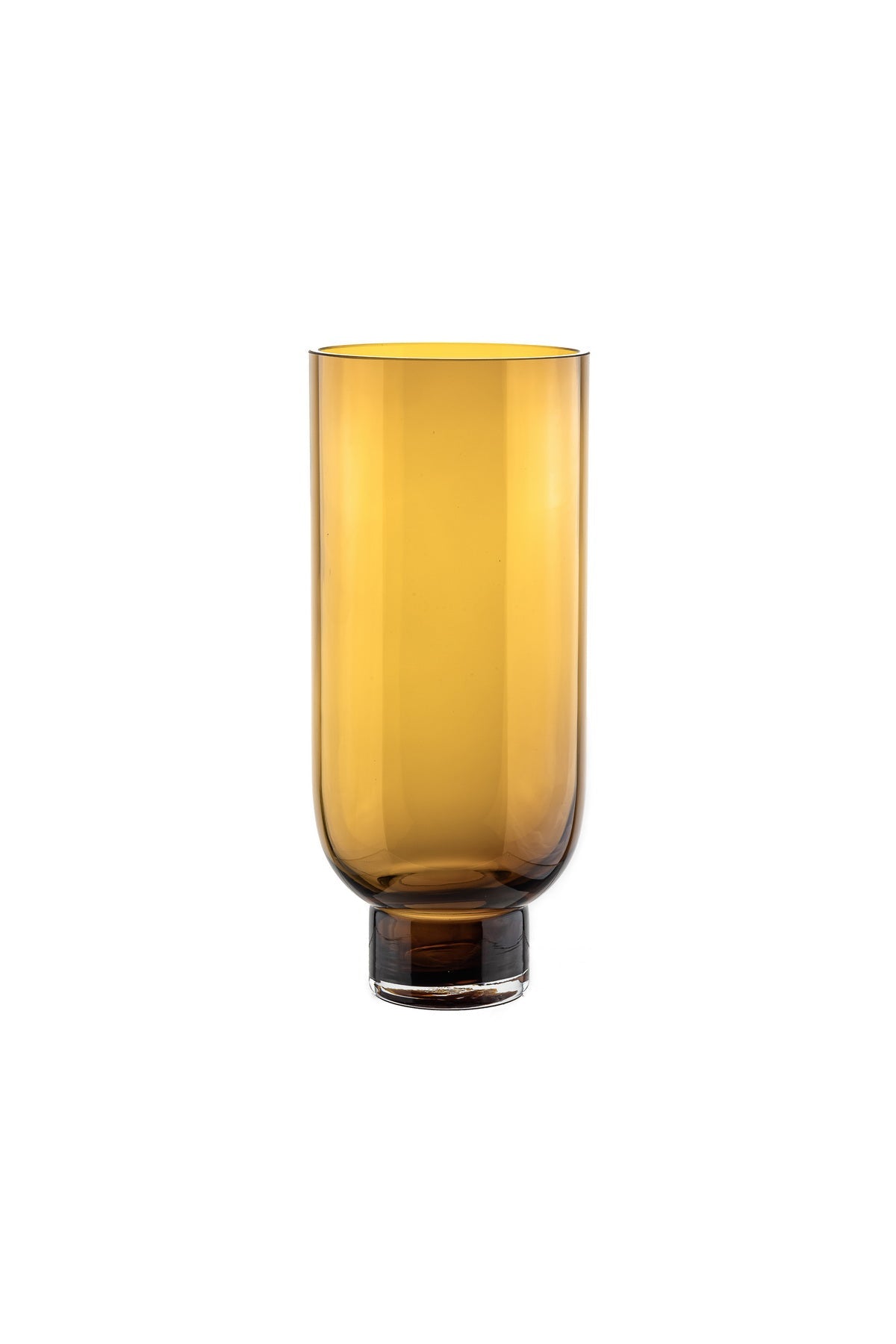 Modern Glass Flower Vase, Amber, Front View