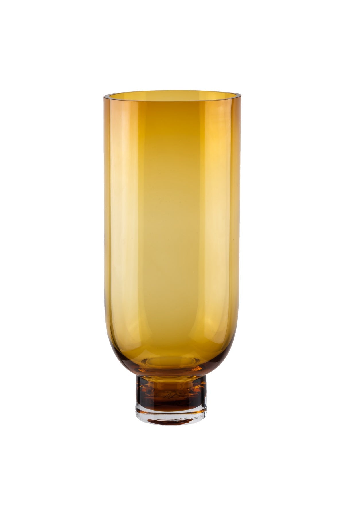 Tall Glass Vase, Amber, Front View