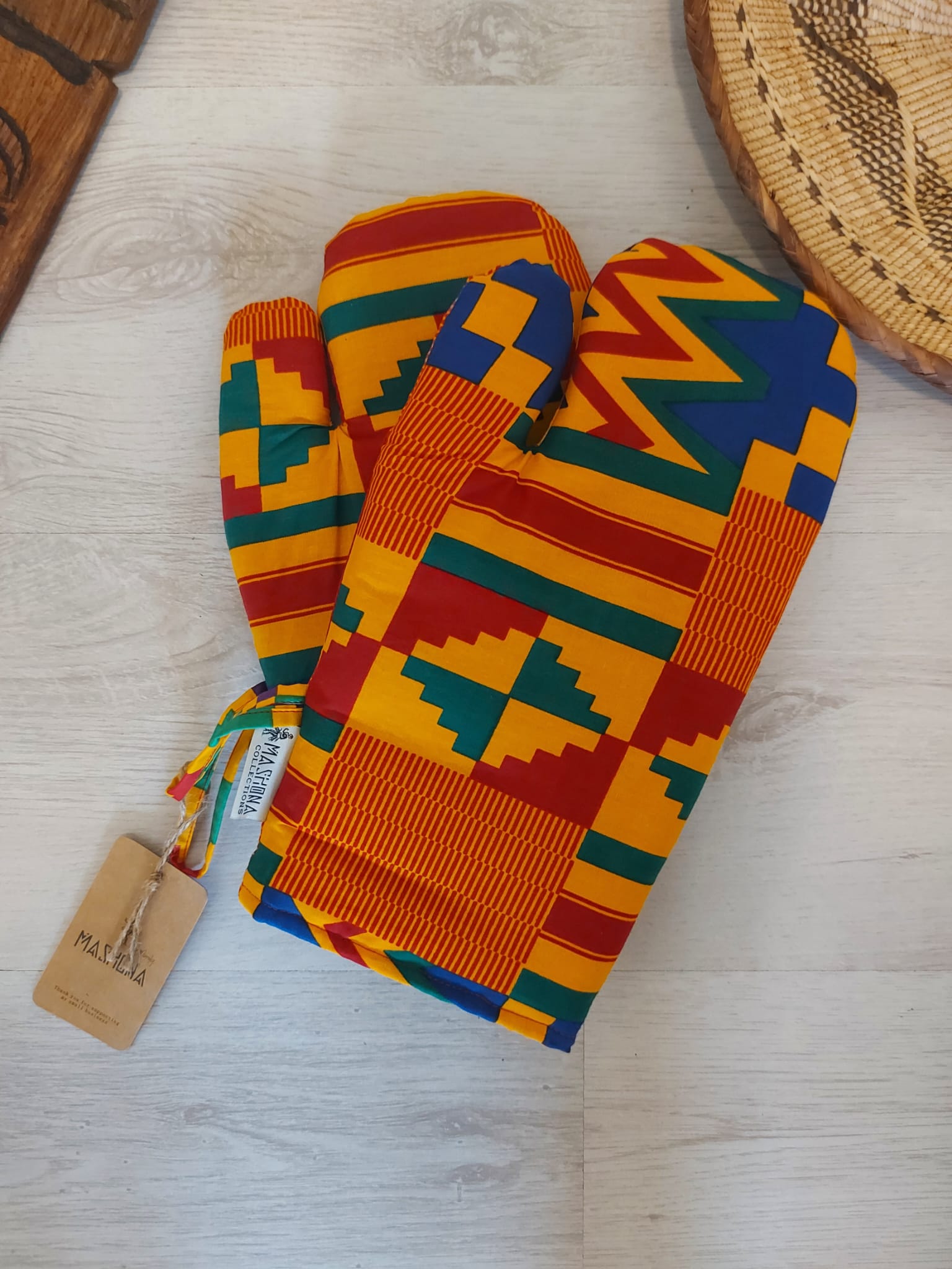 Handmade Oven Gloves, Top View, Colorful