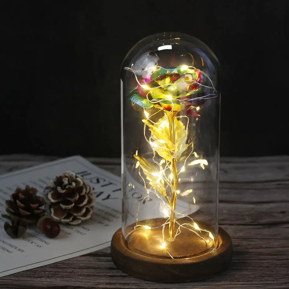 Eternal Rose, Glass Dome, Decorative Light, Multicolor