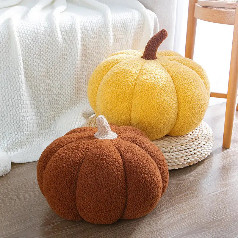 Pumpkin Pillows, Brown, Yellow, Front View