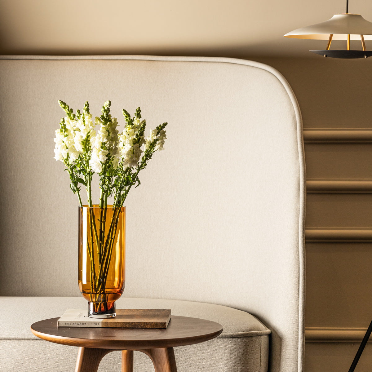 Modern Glass Flower Vase, Amber, Living Room