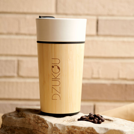 Bamboo and Ceramic Coffee Tumbler, Front View