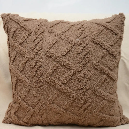 Retro Fluffy Pillow, Front View, Brown