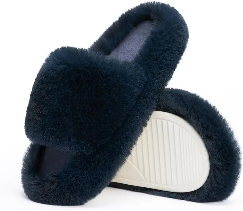 Cozy House Slippers, side view, black