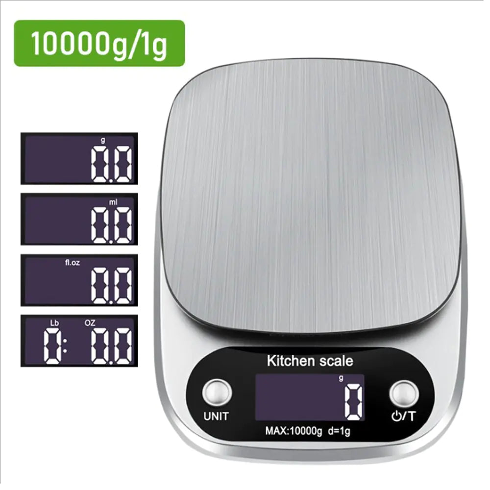 Multifunction Digital Kitchen Scale, Silver, Top View