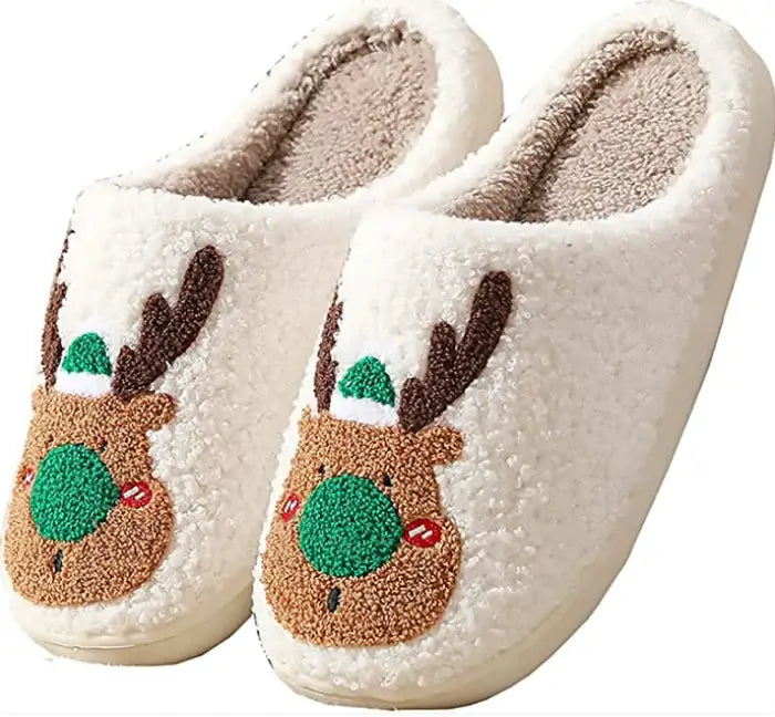 Cozy Christmas Slippers, side view, green